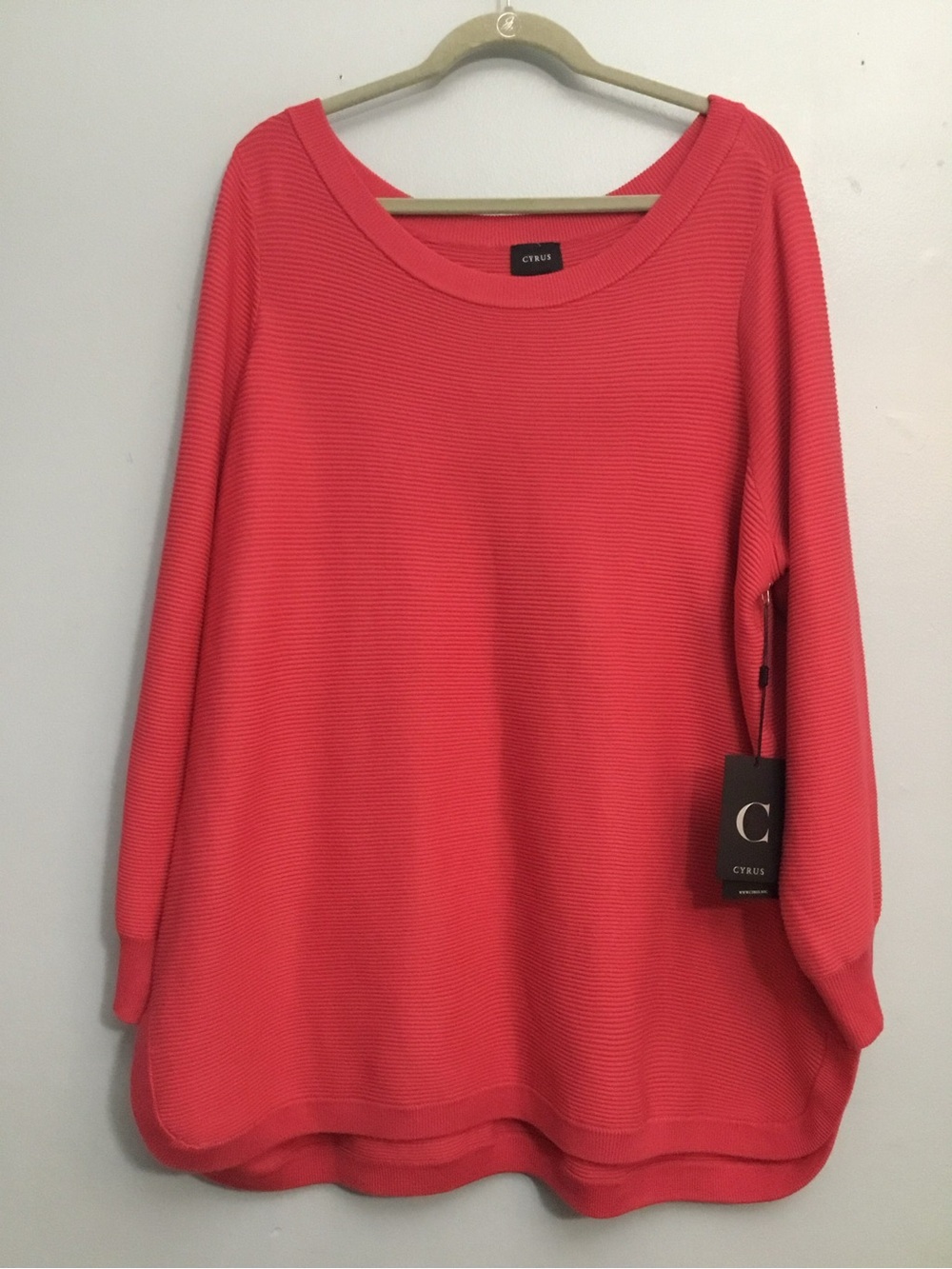 Cyrus Coral Ribbed Knit Pullover size 2X